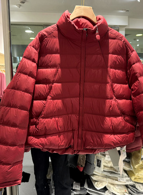 08160 时尚斜拉链设计感立领休闲减龄泡芙短装鸭绒羽绒服欧货冬装