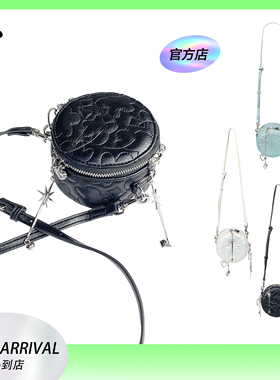 chaos monster小众原创包多链条装饰绣花小圆包 斜跨甜酷风小包包