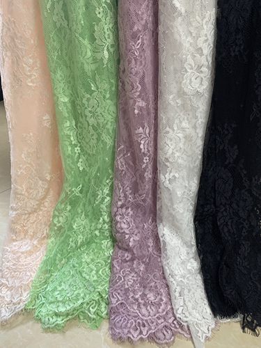 进口薄款细腻光泽法国睫毛蕾丝面料 垂软顺透 连衣裙，半身裙布料