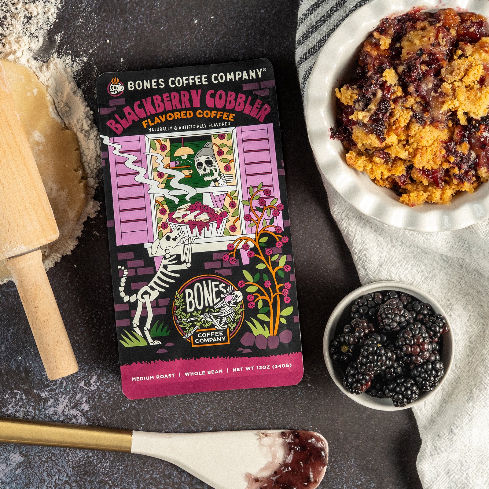 白骨咖啡黑莓馅饼风味咖啡豆