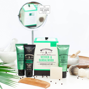 Scottish Fine Soaps-香根草檀香须前须后男士旅行剃须护理四件套