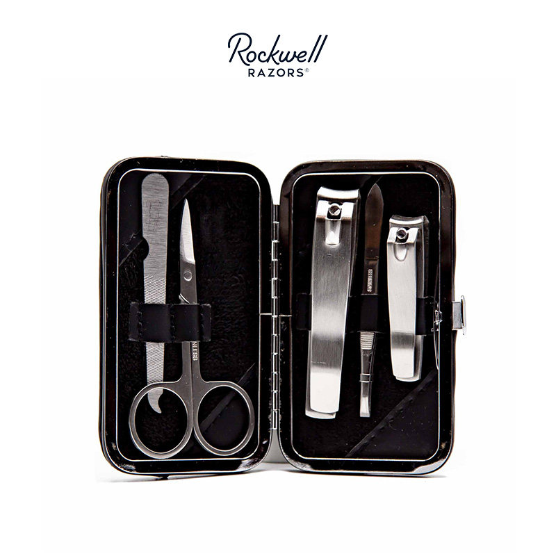 Rockwell-不锈钢指甲刀镊子锉刀小剪刀 专业美甲修甲钳五件套装