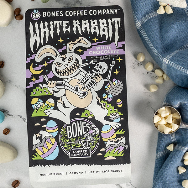 Bones Coffee-白骨咖啡限量白兔子白巧克力调味中度咖啡豆粉340g