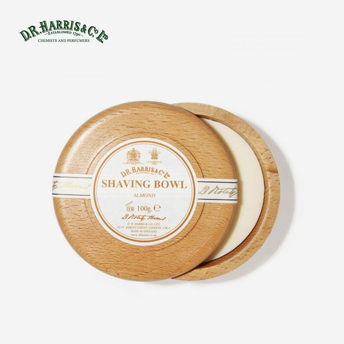 D.R.Harris-Almond 杏仁 三重研磨剃须皂 泡沫丰富 榉木皂碗 100g