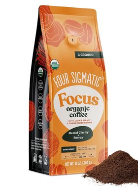 Four Sigmatic-Focus 集中USDA白桦茸猴头菌纯黑深度咖啡豆粉340g