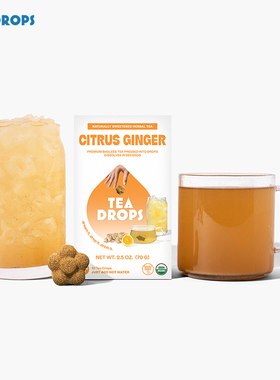 Tea drops-茶滴Citrus Ginger天然无咖啡因柑橘生姜速溶热凉茶