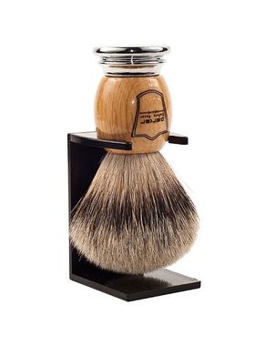 Parker-美国帕克 OWST 银尖 灰獾毛 豪华橄榄木手柄剃须刷 含刷架