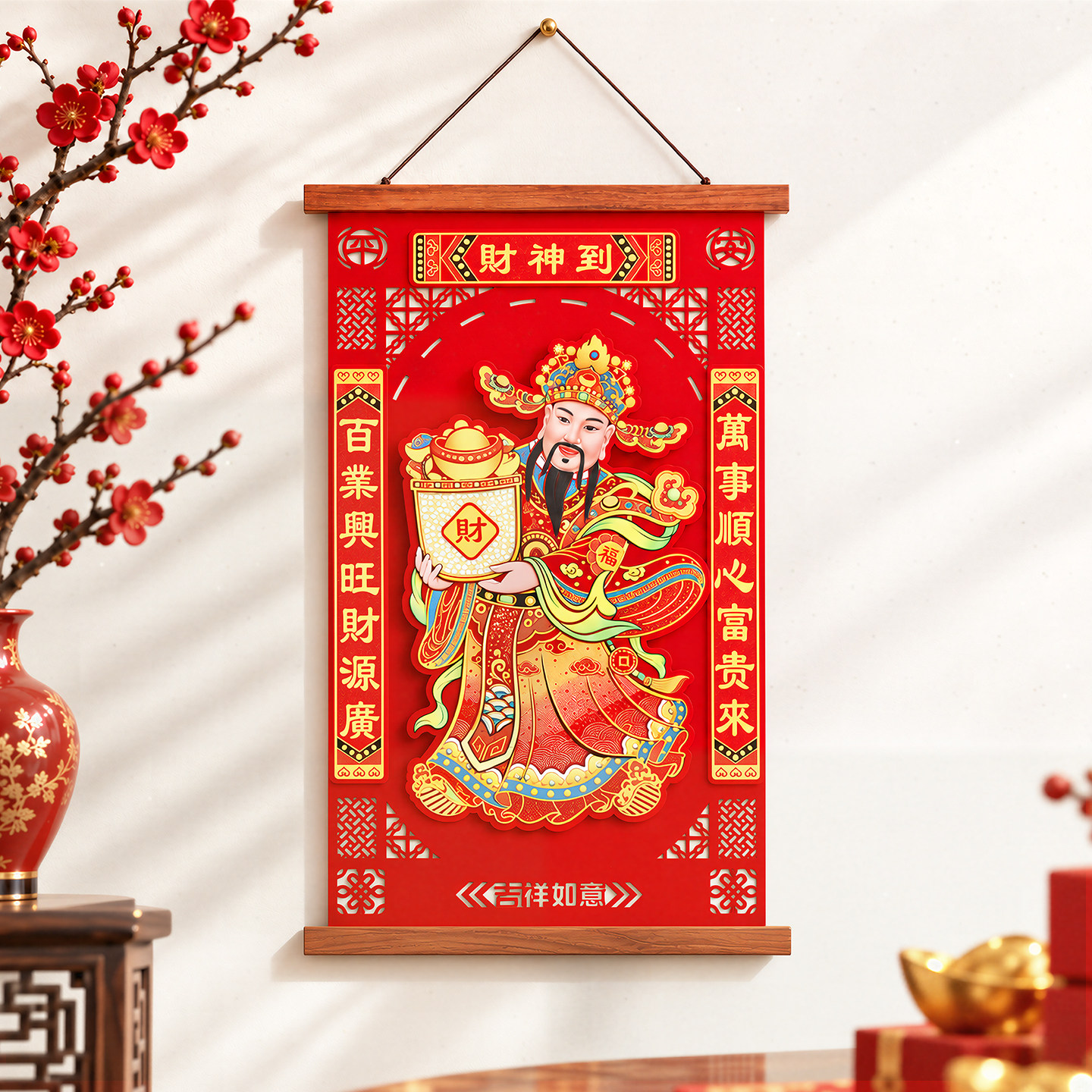 财神爷财神到招财进宝客厅挂饰