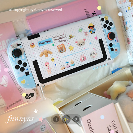 超可爱chiikawa撞色粉蓝 switch2 保护套Switch2配件防尘罩底座壳