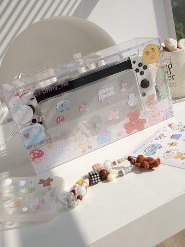 funnyns原创switch oled防尘罩 冬季雪花透明亚克力主机盖 配件