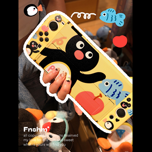 夏日黄色企鹅卡套可爱适用于nintendo switch oled保护套支架