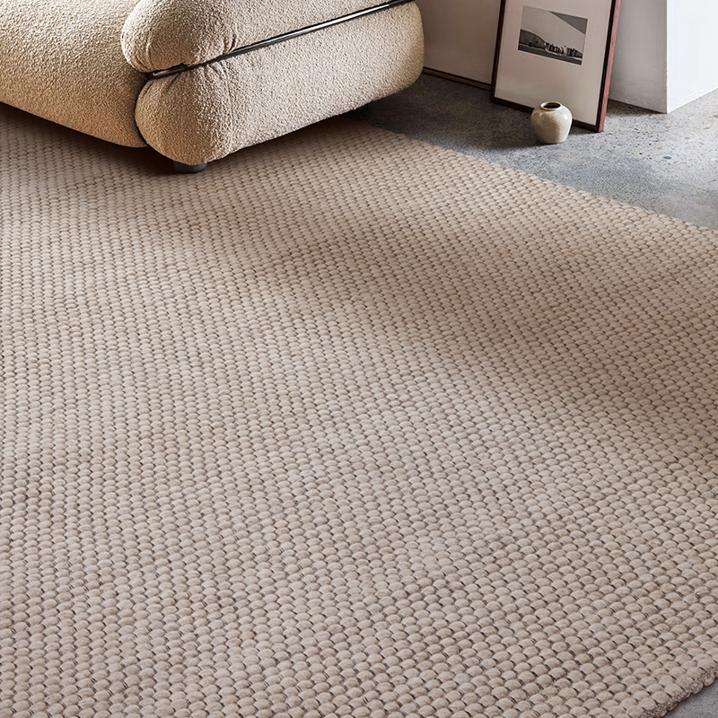 进口手工羊毛地毯北欧家用简约素雅客厅沙发卧室茶几现代极简地毯