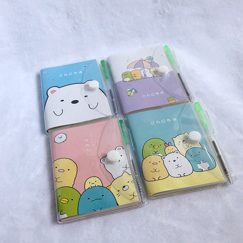 韩版卡通笔记本 可爱小熊胶套记事本+圆珠笔套装