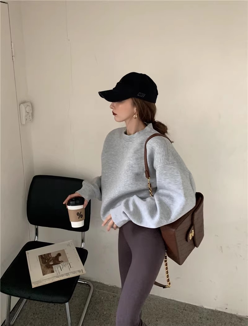 加绒加厚宽松纯棉港风卫衣