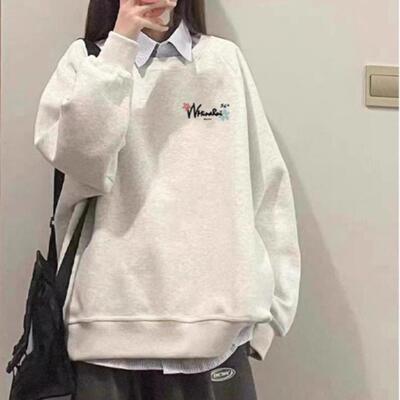 加绒加厚圆领卫衣美式纯棉宽松