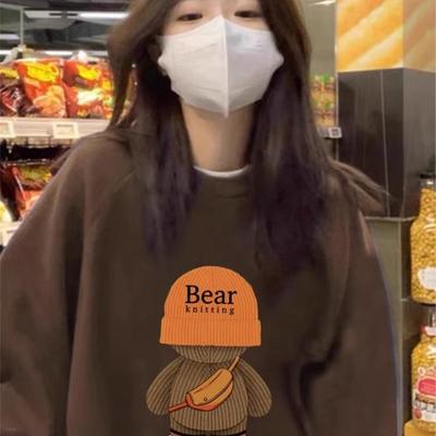 加绒加厚宽松纯棉设计感圆领卫衣