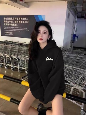 加绒加厚宽松纯棉慵懒风卫衣