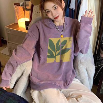 加绒加厚圆领卫衣美式纯棉宽松