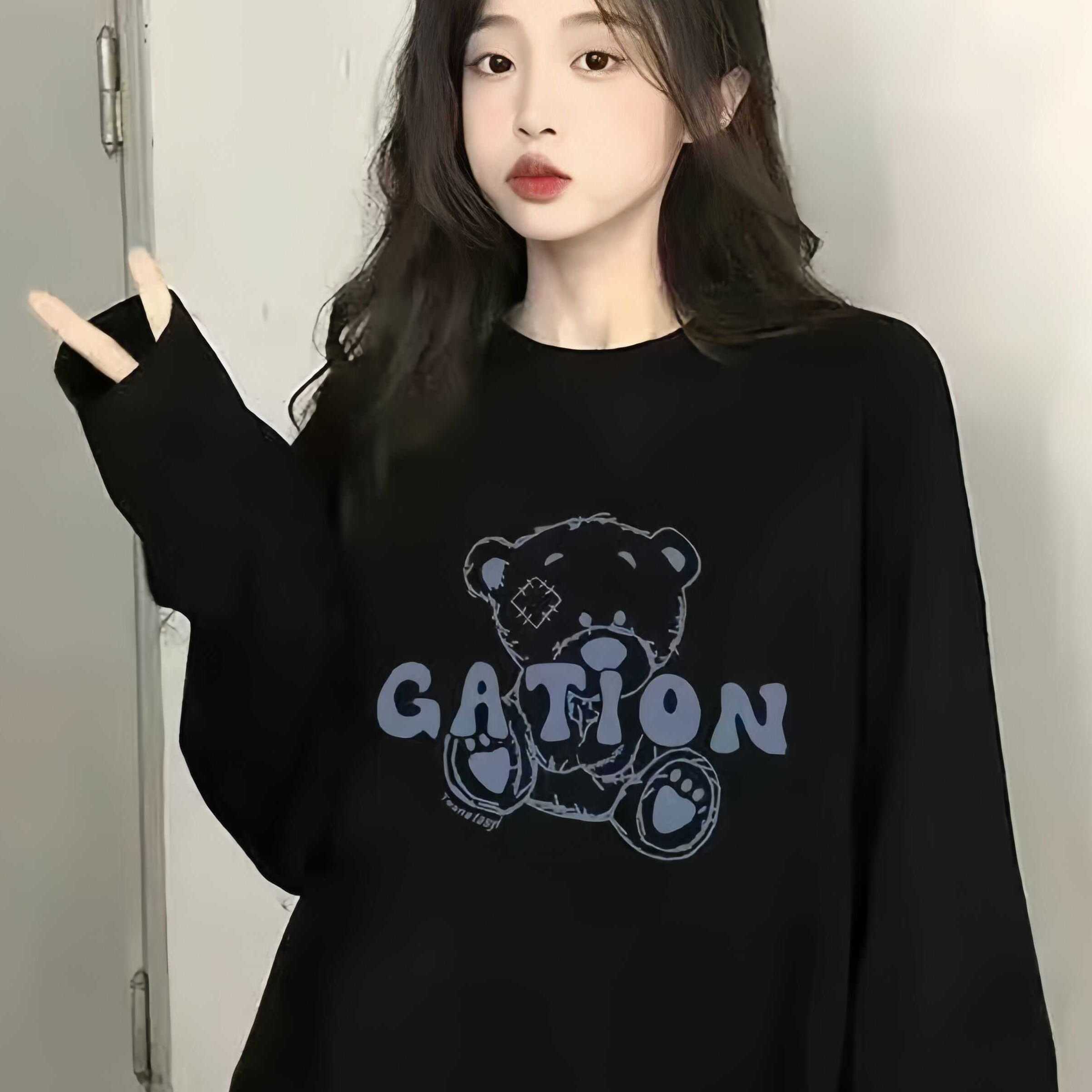 【重磅纯棉】春秋美式圆领T恤女