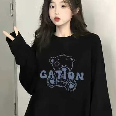 【重磅纯棉】春秋美式圆领T恤女