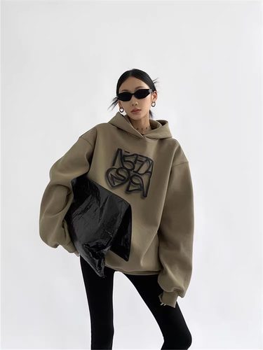 加绒加厚宽松纯棉美式卫衣