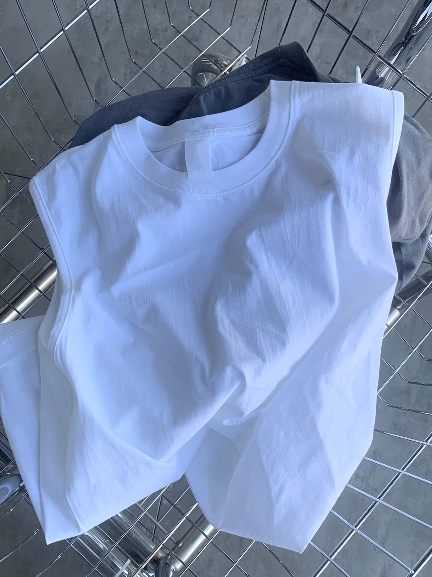 纯棉美式vintage无袖T恤女夏季宽松港风chic坎肩运动背心潮牌上衣