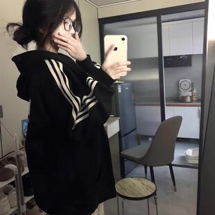 开衫 美式 春秋冬加绒宽松薄款 爆款 外套 国潮条纹连帽卫衣女2025新款