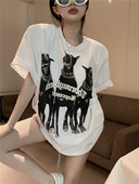 复古印花短袖 美式 t恤女纯棉宽松ins国潮牌设计感上衣 夏季 2025新款