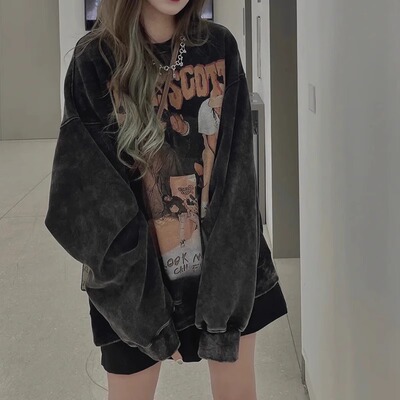 加绒加厚宽松纯棉美式卫衣