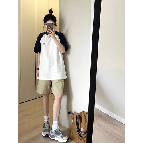 短袖设计感小众常规撞色纯棉女男