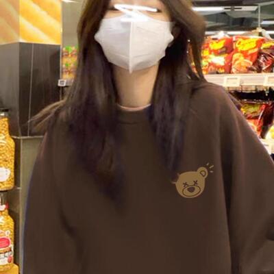 加绒加厚宽松纯棉设计感圆领卫衣