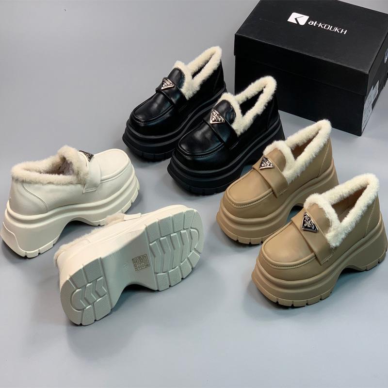 欧美外贸原单女鞋一脚蹬单鞋女厚底乐福鞋百搭英伦学院风小皮鞋潮