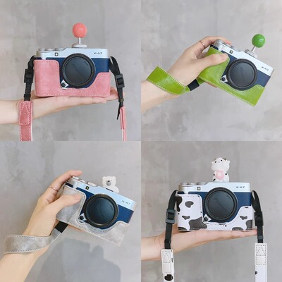 疯马粉手绘狗黑煤球保护套