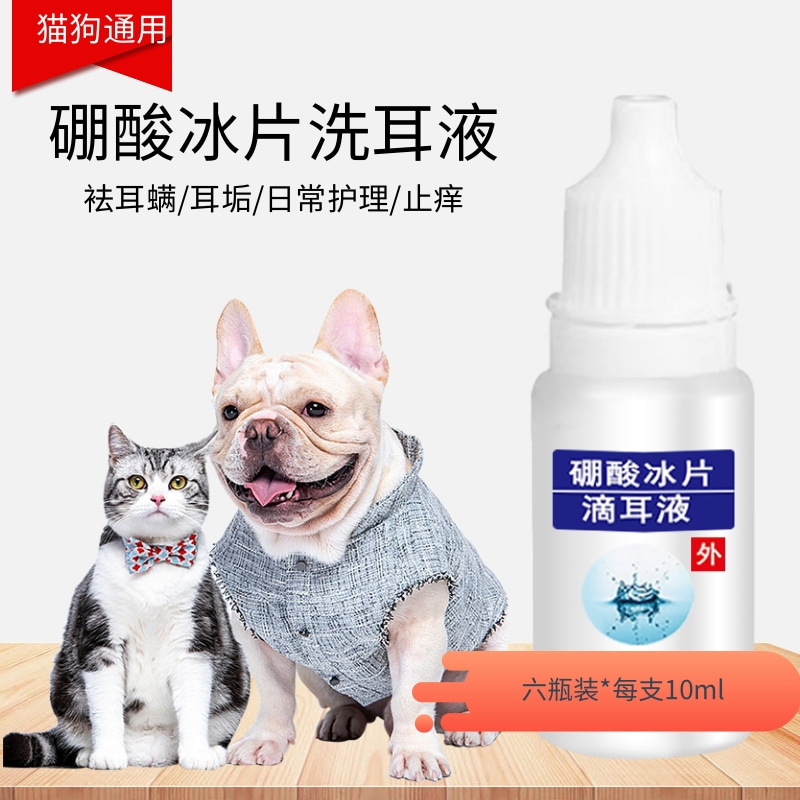 6瓶用于除螨耳垢猫咪硼酸冰片