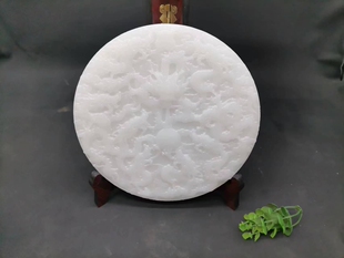 玉石白玉九龙壁戏珠九龙壁摆件平安扣和氏璧平安客厅玄关商务礼品