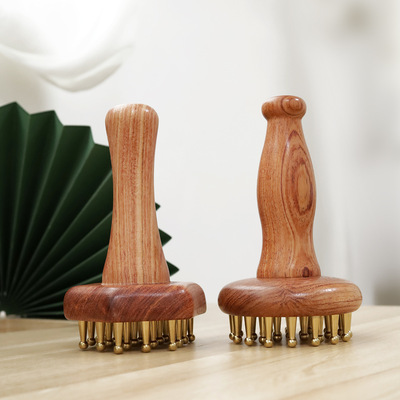 巴西花梨木铜经络刷揉肚子带脉疏通经络穴位按摩全身多功能经络