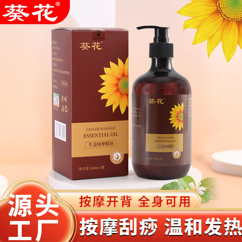 葵花艾草生姜精油身体按摩舒缓放松植物精油厂家美容院开背刮痧油