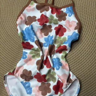 韩国新款莱卡单层竞速连体三角泳衣女游泳馆五彩繁花泡温泉泳装