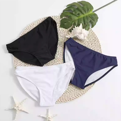 黑白红蓝色比基尼下装独立三角泳裤女透气速干温泉防走光打底内裤
