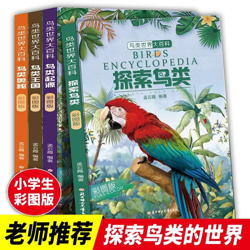 全4册鸟类大百科 科普百科儿童书籍 彩图版小学生探索书鸟类起源认识各种鸟类图鉴百科全书王国中国青少年少儿知识大全书课外书