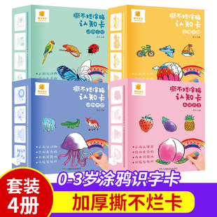 3岁儿童启蒙认知书益智教育婴幼儿书籍宝宝早教书幼儿园涂色书玩具书动物水果蔬菜交通工具 阳光宝贝撕不烂涂鸦认知卡0