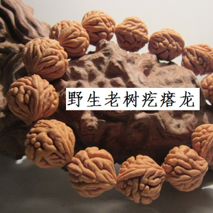 老树疙瘩龙精品 秦岭野生龙纹桃核 刺龙正圆金鱼肚霸王龙男士手串