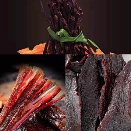 牛肉干，大片125克+风干125克+炭烤125克，