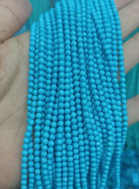 天然原矿绿松石米珠链2 3 4 5 10多圈手串毛衣链项链手链松石配珠