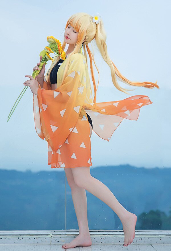 鬼灭之刃祢豆子动漫泳衣cos微胖遮肉三件套泳衣下半身遮挡