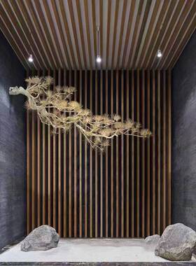 仿真迎客松悬挂松树壁挂牙签松树美人松中式造景室内摆件景观造景