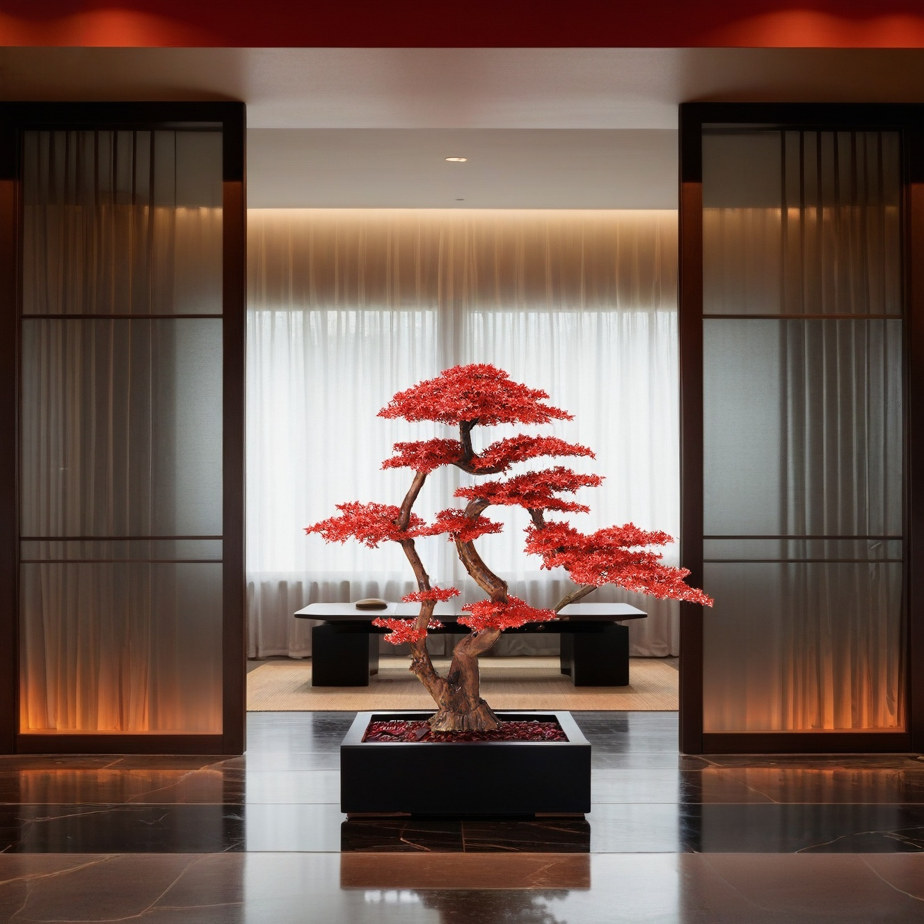 仿真红松迎客松枫叶树松树红枫松