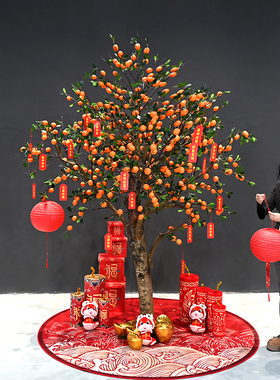 仿真橘子树水果树许愿树仿真树假树大型室内外装饰树玄关橱窗造景