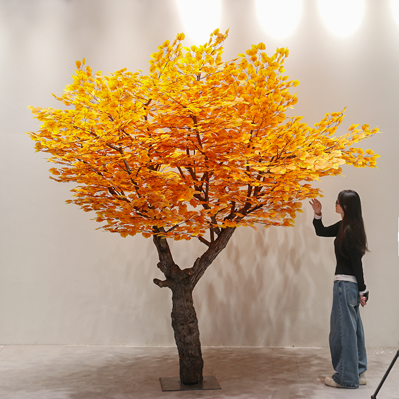 仿真胡杨树秋季装饰假树人造摆件