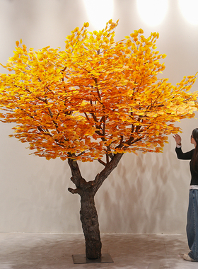 仿真胡杨树秋季装饰假树白桦树黄色造景树庭院景观装饰仿真树大树